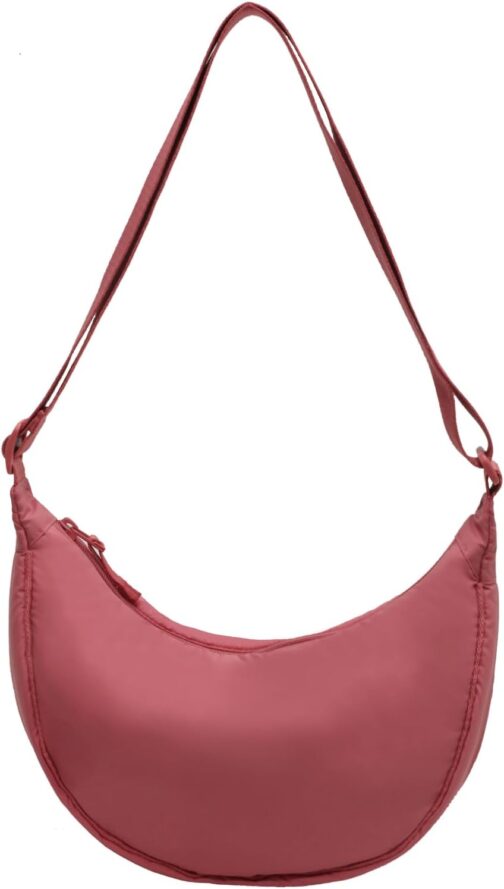 Valleycomfy Crossbody Moon Bag Shoulder Bag Women's Half Moon Handbag Water-Repellent Bum Bag Women's Half Moon Bag Shoulder Bag with Shoulder Strap Adjustable