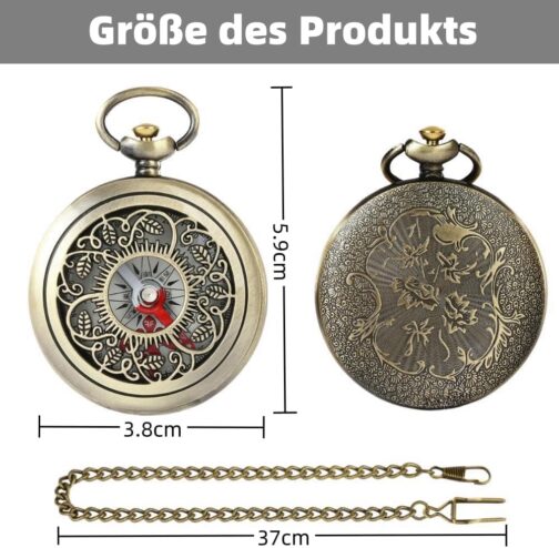JUXINE Outdoor Compass with Metal Chains, Compass Hiking, Waterproof Brass Camping Tool Metal Pocket Children's Compass, Durable, Shockproof, Waterproof, Hollow Brass for Outdoor Navigation – Bild 2