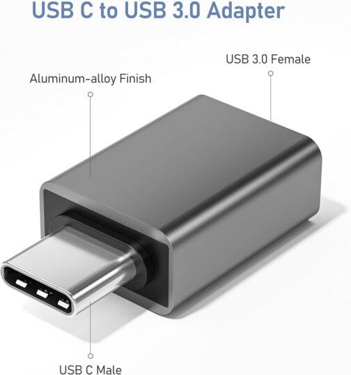 Basesailor USB C to USB Adapter Pack of 3, Thunderbolt 4 5 USBC Male to USB Female OTG Adapter, Type A Stick Converter Accessory for Apple MacBook Pro Air, iPhone 16 16e 15 Max, iPad, Samsung Galaxy – Bild 2