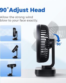 OCOOPA USB Fan Ultra Quiet – 4000 mAh Table Fan, 4 Speeds, Mini Fan for Desk, Home and Office, Black
