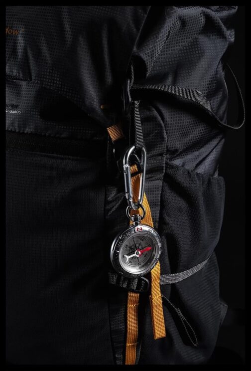Kompass Schlüsselanhänger – Wasserfest Kompass Wegweiser Tragbarer Taschenkompass für Outdoor, Wandern & Camping – Schlüsselhalter mit Kompass und Karabiner. – Bild 5