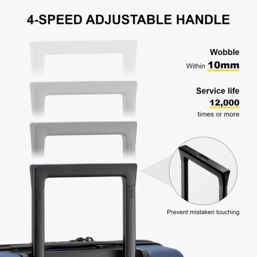 LEVEL8 Hand Luggage Suitcase, Lightweight Made of 100% Polycarbonate, Trolleys Suitcase, Hard Shells, Trolley Case, Elegance, Micro Diamond Textured Design 8 Spinner Size, dark blue, Suitcase set – Bild 2