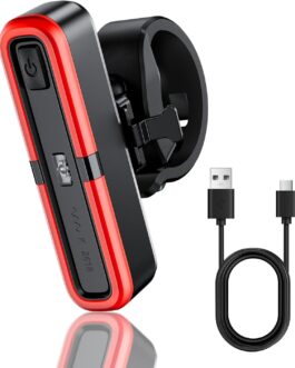 OnMeto Bicycle Rear Light, LED Rear Light Bicycle USB Type-C Rechargeable Bicycle Light Rear Light Ebike IPX5 Waterproof for Road Bike, MTB, E-Bike