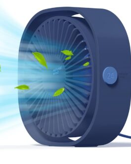 Simpeak USB Fan, Mini USB Table Fan, Small Fan Quiet, 3 Speed 360 Degree Rotation, Desk Fan for Office, Camping, Picnic, Trips – Blue