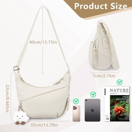Aucuu Crossbody Bag Women's Shoulder Bag, Crescent Moon Crossbody Bag, Cord Bag, Casual Shoulder Bag, Hobo Halfmoon Bag with Adjustable Shoulder Strap, Bum Bag Women for Work, Travel, Everyday Use – Bild 2