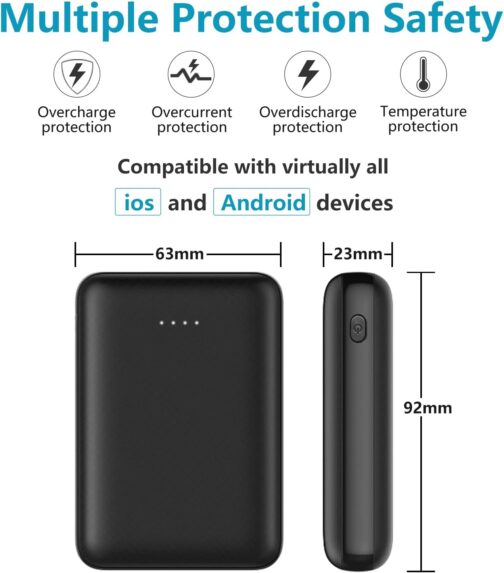 Mini Power Bank 10000mAh Ultra Compact 2 USB Ports 2.4A Fast Charge Backup Battery Portable Charger Universal for iPhone iPad Huawei All Smartphones – Bild 4