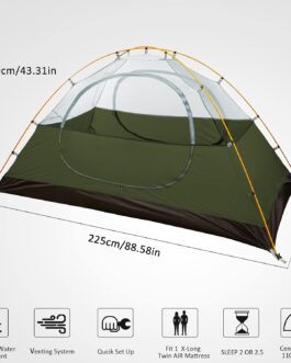 Bessport Tent 1 & 2 & 3 Person Ultralight Camping Tents, 3-4 Season Waterproof & Windproof Dome Tent, Small Pack Size, Suitable for Adults, Hiking, Camping, Outdoor