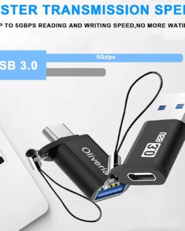 Oliveria USB C to USB Adapter 4 Pack, Type C to USB 3.0 Adapter, USB Type-C to USB, Thunderbolt 3 to USB Female OTG Adapter for Phone 15, MacBook Pro 2022/2021/2020, Galaxy and More