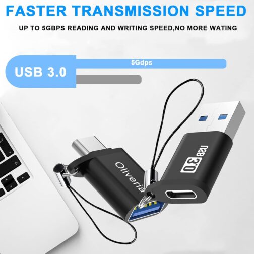 Oliveria USB C to USB Adapter 4 Pack, Type C to USB 3.0 Adapter, USB Type-C to USB, Thunderbolt 3 to USB Female OTG Adapter for Phone 15, MacBook Pro 2022/2021/2020, Galaxy and More – Bild 2