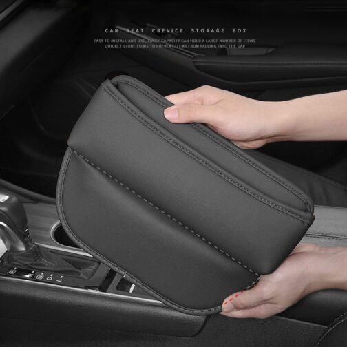 Storage Box for Car Seats, Car Seat Gap Organiser Storage Box Car Centre Console, Car Accessories Front Seats Side Pocket Car Seat Leather Storage Bag for Small Items, Mobile Phones (Black) – Bild 5