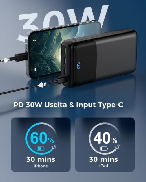 Icmilk PowerBank 50,000 mAh, 30 W Quick Charge Power Bank USB-C 4 Outputs and 2 Inputs External Battery, LED Display Power Bank iPhone with Android Tablets etc – Bild 7