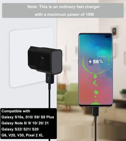Charger with Charging Cable Compatible with Samsung Galaxy S8, S8 Plus, S9, S9 Plus, S10, S10 Plus, S10e 5G, A50, A51, A40, A30, A20, A20e, Z Flip3, Z Fold2 5G, Replacement Original Quick Charger – Bild 3