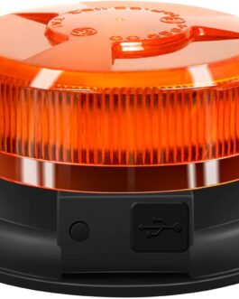 AnTom Circular Light Battery 9 Flash Patterns 12 V 24 V Yellow Warning Light LED Magnet with Car Charger Cable and USB Cable for Car Truck Tractor Golf Cart SUV