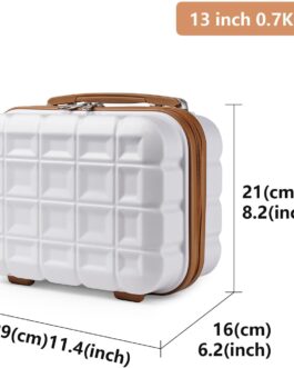 KONO Luggage Sets Suitcase Set 2-Piece Hand Luggage Suitcase with Beauty Case, White