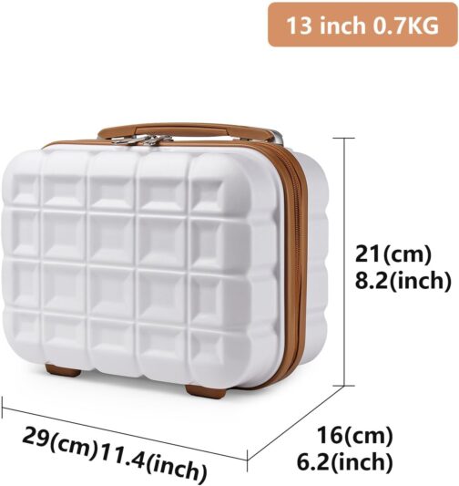 KONO Luggage Sets Suitcase Set 2-Piece Hand Luggage Suitcase with Beauty Case, White – Bild 2