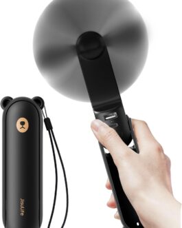 JISULIFE Handheld Mini Fan 3 in 1 with 4500 mAh Power Bank USB Battery Small Battery Operated Max 37 Hours Runtime Portable Fan Torches Function Black