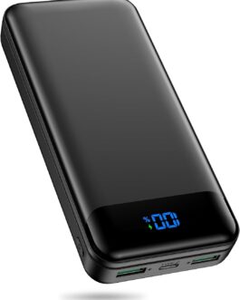 Enerwow Power Bank 27000 mAh, PD 30 W Power Bank Quick Charge, USB C Portable Charger with LED Display, External Battery with iPhone 15 14 Pro Max and Smartphone