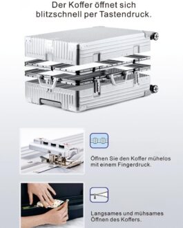yuweijie Hand Luggage Suitcases & Trolleys Aluminium Frame Hard Shell in Polycarbonate, Travel Suitcase with 4 Wheels, Large Suitcase, TSA Lock, Silver (Aluminium Frame + PC), S, Aluminium hard shell