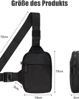 agctrler Shoulder Bag Men Women Small Waterproof Shoulder Bag Crossbody Bag Oxford Fabric Sling Bag Chest Bag Crossbody Mobile Phone Case for Travel, Hiking, Cycling, Running, black