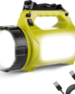 LE LED Hand Headlight 1000 Lumens, Rechargeable CREE Battery Hand Lamp with 3600 mAh Power Bank, 10 W Dimmable Torch with 3 Light Modes, 2 Brightness Levels, USB Cable for Emergency Camping etc.