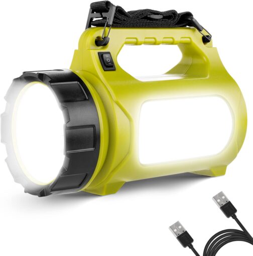 LE LED Hand Headlight 1000 Lumens, Rechargeable CREE Battery Hand Lamp with 3600 mAh Power Bank, 10 W Dimmable Torch with 3 Light Modes, 2 Brightness Levels, USB Cable for Emergency Camping etc.