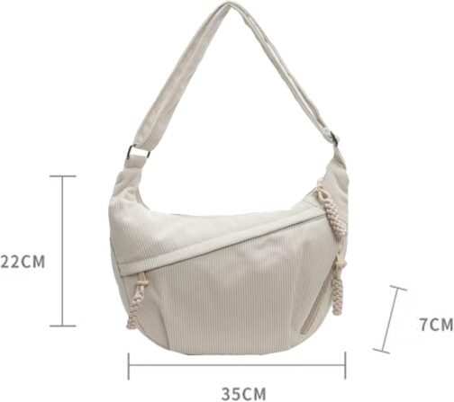 Jiliyote Large Shoulder Bag Women's Cord Bag Women's Crossbody Bag Cross Bag Cord Shoulder Bag for Travel Work Uni, C-beige, Retro – Bild 4