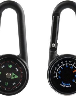 Compass with Carabiner Hook + Thermometer, Multifunctional Portable Metal Carabiner for Camping, Hiking, Travel, 3-in-1 Compass
