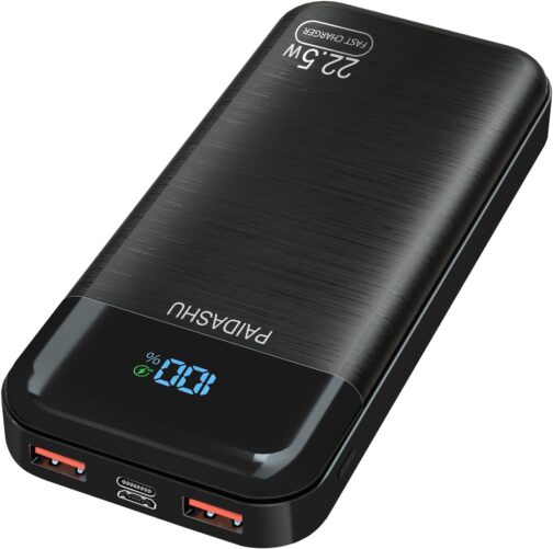 Power Bank 27,000 mAh 22.5 W External Mobile Phone Battery PD20W Fast Charging Power Bank USB C with LED Display 3 Outputs & 2 Inputs Portable Charger (P38S-01)