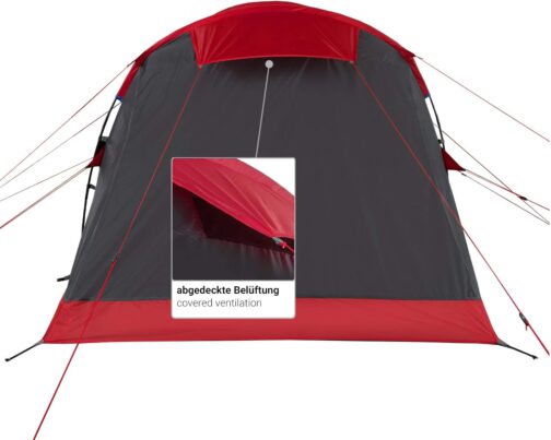 Justcamp Atlanta 3, 5 or 7 Person Family Tent - Tunnel Tent with Standing Height Including Canopy & Floor, Entrance with Fly Screen - Camping Tent Large, Spacious, Waterproof - Ideal for Camping & – Bild 5