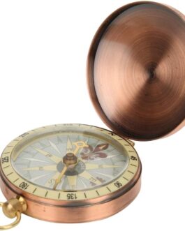 Brass Compass Outdoor Pocket Compass – Portable Vintage Retro Nautical Compass with Engraving for Camping, Hiking, Boating – Great