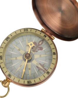 Vintage Pocket Watch Metal Compass Antique Brass Flip Cover Compass with Automatic Flip Lid and Portable for Outdoor Backpacking, Camping, Hiking