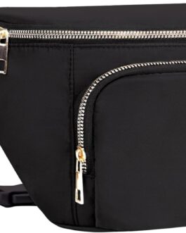 Bum Bag Women’s Large Belt Bag Men with Additional Extension Belt Fashionable Waist Bag for Travel Hiking Running, black, Unit size