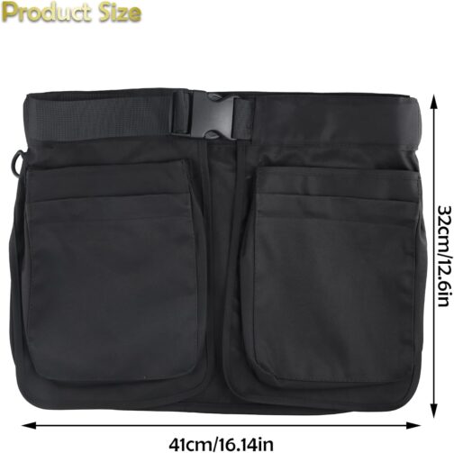 Multifunctional Waiter's Bag, Triple Hippie Belt Bag, Fabric Waiter's Apron, Sweatproof, with Side Pocket, for Men and Women for Hiking, Running, Camping and Trekking, black, Waiter's bag – Bild 4