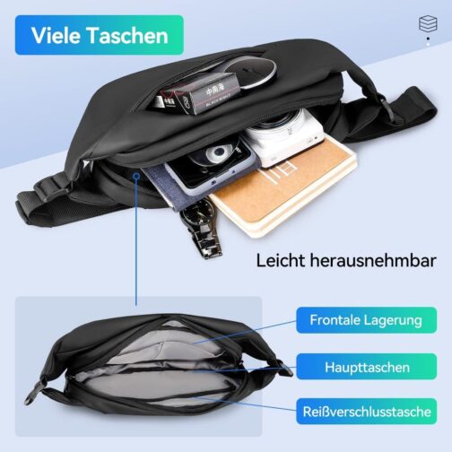 Ultralight Sling Bag, Sling Bag, Waterproof Shoulder Bag, Men's Small Chest Bag, Crossbody Bag, Fashion Waist Bag for Travel, School, Hiking, Fitness, Cycling, Hunting – Bild 5