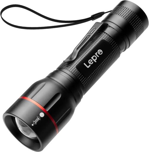 Lepro LED Torch, LE2050 Extremely Bright Mini Torches with Clip, Zoomable Camping Battery Operated Torch with 5 Modes, Waterproof Torch Light for Outdoors, Hiking, Gift, Emergency