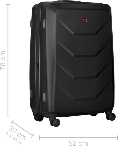 WENGER Prymo 4 Wheel Hard Shell Suitcase Trolley Carry On Luggage Security Lock Women Men Travel Holiday, black, Hardside Expandable Luggage with Wheels – Bild 3