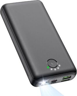 Power Bank 27000 mAh 22.5 W Power Bank PD 20 W USB C Portable Charger with Torch, External Battery Compatible with Phones