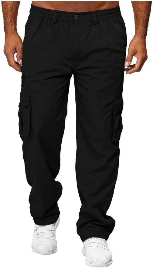 SOOUICKER Cargo Trousers Men's Baggy Casual Trousers with Side Pockets Trousers Relaxed Fit Hiking Trousers Summer Outdoor Trousers for Men Cargo Jogging Bottoms with Button Placket Cargo Trousers – Bild 2