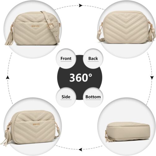 Miss Lulu Women's Small Shoulder Bag, Mobile Phone Case for Hanging Made of PU Leather, Crossbody Bag with Adjustable Strap, Shoulder Bags with 4 Compartments – Bild 4