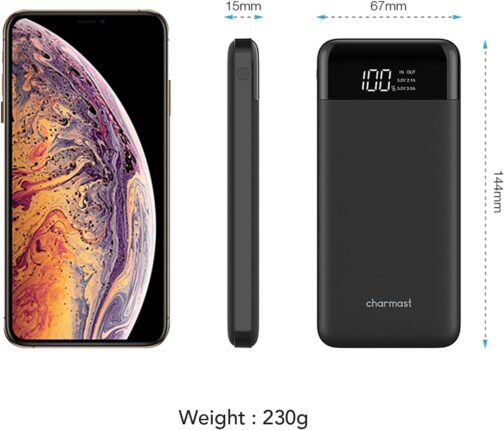 Charmast Power Bank, Ultra Slim 10400 mAh Power Bank, Small But Strong, USB C In&Out Power Bank, 3A Outputs with LED Display, Compatible with iPhone 16/15/14/13/12/11/X/8 Pro Max Plus, iPad, Samsung, – Bild 9