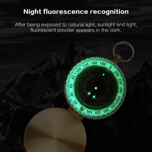 Mitening Outdoor Compass Portable Brass Compass Pocket Compass Classic Waterproof Marching Compass Pocket Watch Flip Open with Luminous Numbers for Camping Hiking Hunting and Outdoor Activities – Bild 3