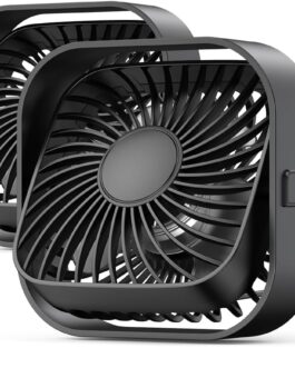 TOPK USB Fan, Pack of 2 Mini Table Fans, Quiet Operation, USB Powered Table Fan, 3 Speeds and 360° Rotating Head for Home, Office, Bedroom, Table, Desktop