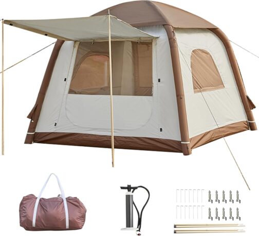 DanCoom Inflatable Tent 2/4/6/8 Person Tents for Camping, Big Air House Tent Contains Rainfly, Easy Setup Large Inflate Tents for Outdoor Camping, Glamping Tents Large Apse