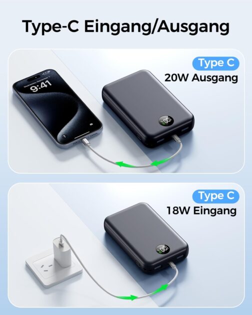 Power Bank, 22.5 W Mini Power Bank 15000 mAh (USB-C Input & Output), PD 3.0 QC 3.0 External Mobile Phone Batteries with LED Display, Compatible with iPhone 16 15 14 13 12 Pro Max and More – Bild 8