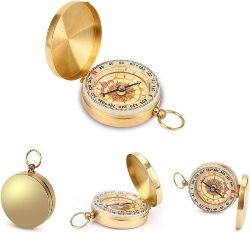 Mitening Outdoor Compass Portable Brass Compass Pocket Compass Classic Waterproof Marching Compass Pocket Watch Flip Open with Luminous Numbers for Camping Hiking Hunting and Outdoor Activities – Bild 5