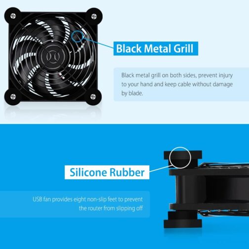 NewHail USB Fan 120 mm PC Fan Dual Ball Bearing with 3 Adjustable Speeds, USB Fan 5 V Quiet Compatible with Router, Xbox, Modem, Receiver, DVR, TV Box (Pack of 2) – Bild 5