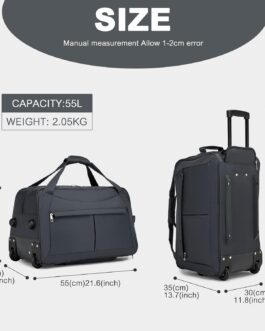 KONO Trolley Travel Bag with Wheels Small Trolley Suitcase Hand Luggage Suitcase 56 cm Lightweight Travel Suitcase with 2 Wheels, gray, M