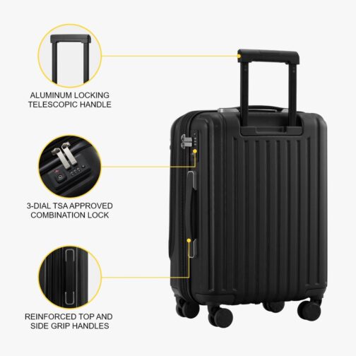 LEVEL8 Suitcase, Trolleys, Hand Luggage, Hard Case, Rolling Suitcase, Travel Suitcase, TSA – Bild 8