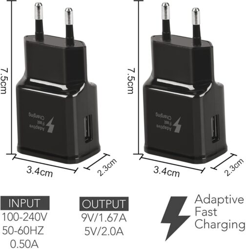 Pack of 4 USB Power Supply Charger Adapter Plug 5V-2A Universal Fast Charger for iPhone 11/X 8/7/6, Samsung Galaxy S22 S21 S20 S10 S6 S7 S8 S9/Edge/Plus/Active, A54 A34, Note 8/9/10 Mobile Phones – Bild 4