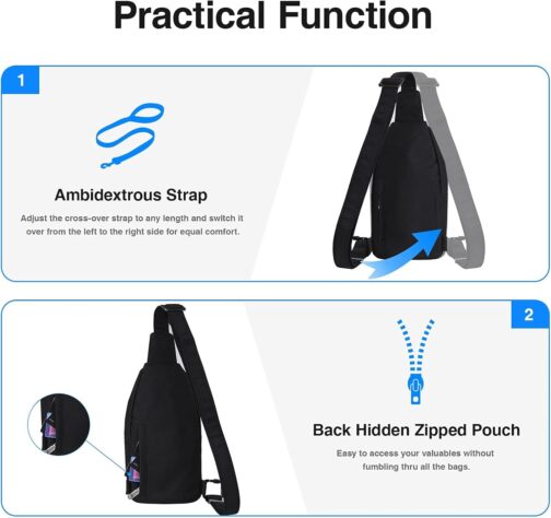WATERFLY Anti-Theft Sling Bag for Men and Women, Chest Bag, Hippie Crossbody Bag, Multipurpose Daypack – Bild 4